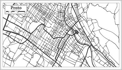 Prato Italy City Map in Retro Style. Outline Map.