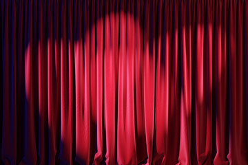 Red curtain stage with spotlights