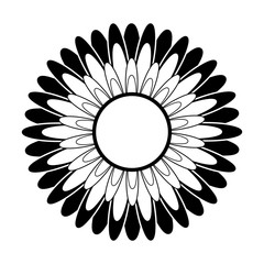 Black and white silhouette of a flower in an abstract style