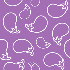 eggplant Seamless Outline vegetable pattern for wallpaper or use as wrapping paper