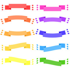 Set of 10 flat colored isolated ribbon banners. Suitable for design.