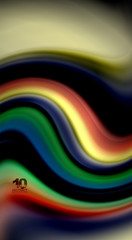 Fluid rainbow colors on black background, vector wave lines and swirls