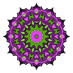 Floral Geometric Pattern with hand-drawing Mandala. Vector illustration. For fabric, textile, bandana, scarg, print.