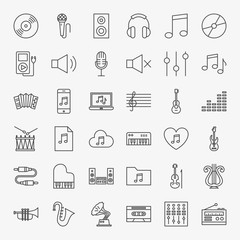 Music Line Icons Set