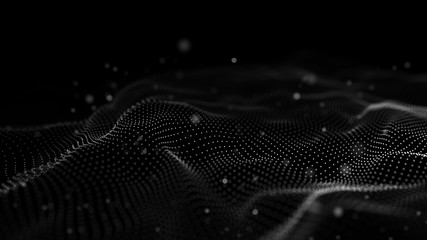 Data technology illustration. Abstract futuristic background. Wave with connecting dots and lines...