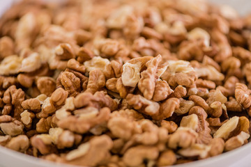 close up of wallnut kernels filled frame