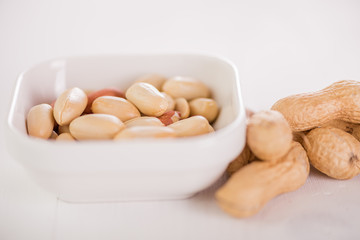 close up of peeled peanuts 