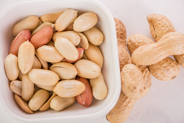 close up of peeled peanuts 