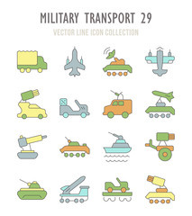 Set of Retro Icons of Military Transport.