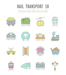 Set of Retro Icons of Rail Transport.