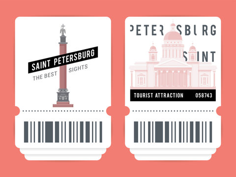 Set of Vector Illustration of Saint-Petersburg Tickets.