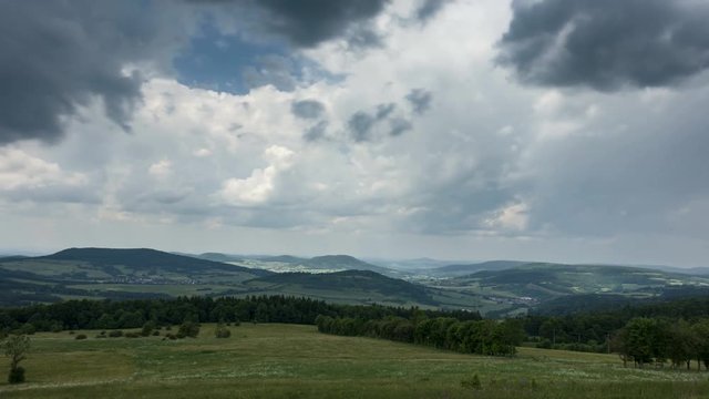 Timelapse - Developing thunderstorm over the Rhoen low mountain range, Hesse, Germany