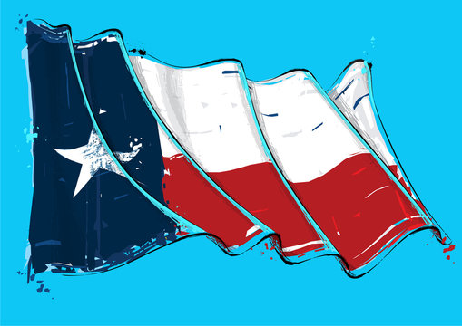 Texan Artistic Brush Stroke Waving Flag