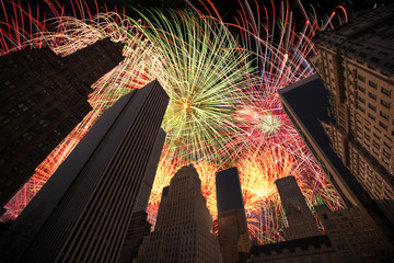 festive fireworks at night in New York.