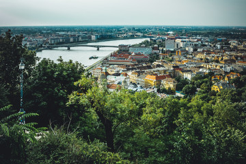 Obraz premium Budapest and the Danube river from above
