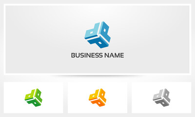 Triple Letter P Alphabet Cube Logo