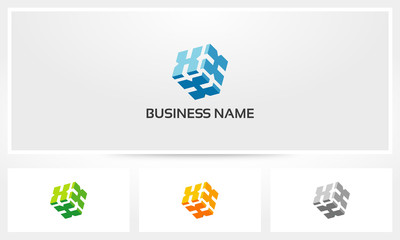 Triple Letter X Alphabet Cube Logo