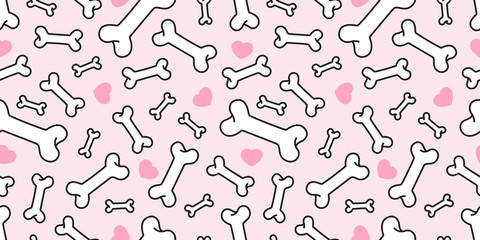 dog bone seamless pattern vector french bulldog pug valentine wallpaper background isolated pink
