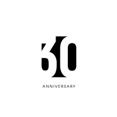Thirty anniversary, minimalistic logo. Thirtieth years, 30th jubilee, greeting card. Birthday invitation. 30 year sign. Black negative space vector illustration on white background.