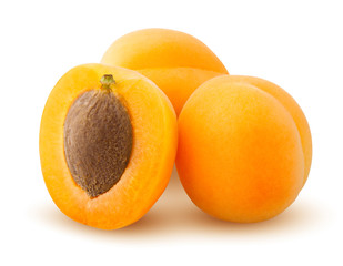 apricot isolated on white background, clipping path, full depth of field