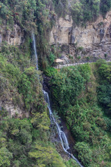 View on the Waterfall at Santuario de las Lajas in Pasto, Colombia © Mira