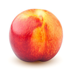 Nectarine or peach isolated on white background, clipping path, full depth of field