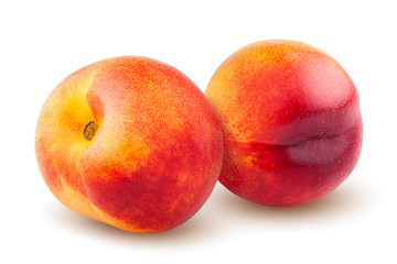 Fototapeta na wymiar Nectarine or peach isolated on white background, clipping path, full depth of field