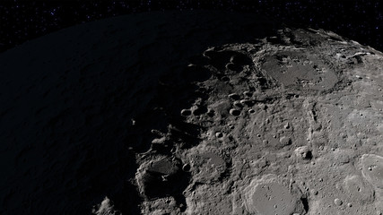Krater in der Mondoberfläche. Elemente dieses Bildes, das vom Scientific Visualization Studio der NASA bereitgestellt wurde.