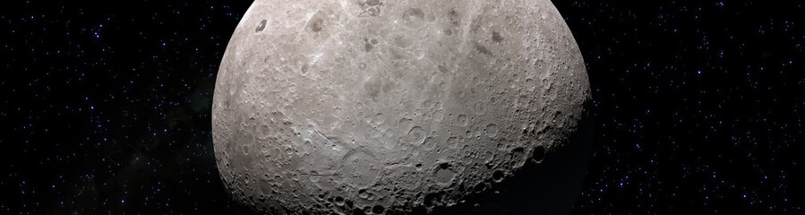 Fototapeta premium Craters in the surface of the Moon. Elements of this image furnished by NASA's Scientific Visualization Studio.