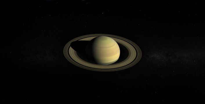 View of Saturn from its shadow. Cassini satellite Saturn mission . Elements of this image furnished by NASA.