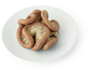 Chitterlings internal organs of pig isolated with clipping path