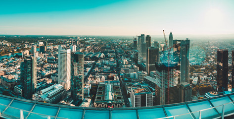 Fototapeta na wymiar Frankfurt skyscraper and river