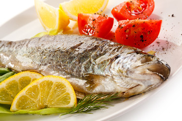Fish dish - roasted trout with vegetables