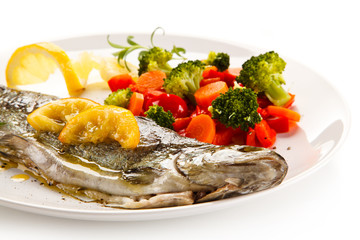 Fish dish - roasted trout with vegetables