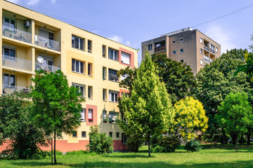 Fototapeta na wymiar Apartment block in a residential district in Budapest, Hungary