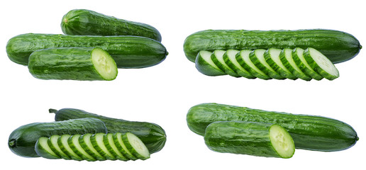 Fresh cucumber isolated on white background with clipping path