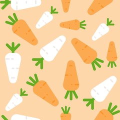 Carrot and white radish Seamless pattern, flat design for use as wallpaper, wrapping paper, background or backdrop