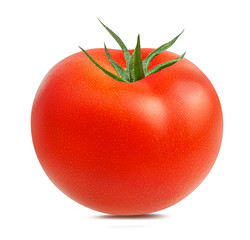 Fresh tomato isolated on white background with clipping path