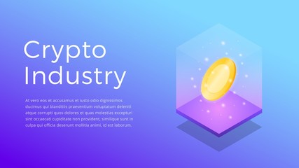 Cryptocurrency. Isometric illustration of Crypto Industry. Crypto Mining Industry concept