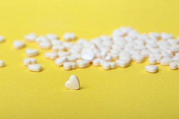 pills in the form of hearts