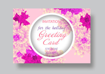 Greeting card with flowers template. Elegant background. Vector illustration.