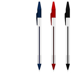set of opened ballpoint pen on transparent background
