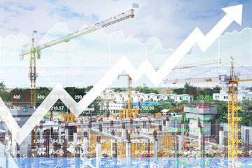 Stock financial research data for construction  industrial  investment background with graph.