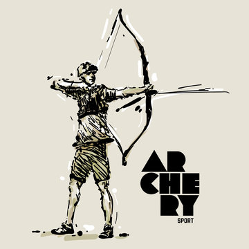 Archery. Sketch style vector illustration