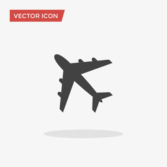 Obraz premium Airplane Icon in trendy flat style isolated on grey background. Plane symbol for your web site design, logo, app, UI. Vector illustration, EPS10.