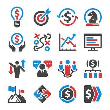 business strategy icon set
