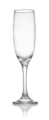 single empty wine glass isolated on white background
