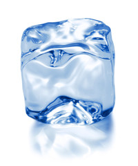 single ice cube isolated on white background