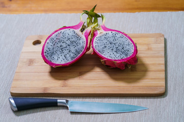 Exotic ripe pink Pitaya or Dragon fruit.