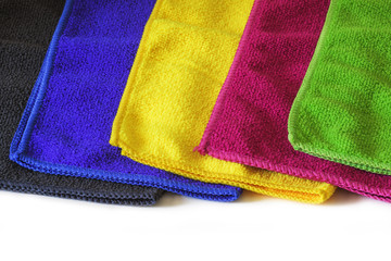 Set multi-colored scarfs from microfiber for damp cleaning
